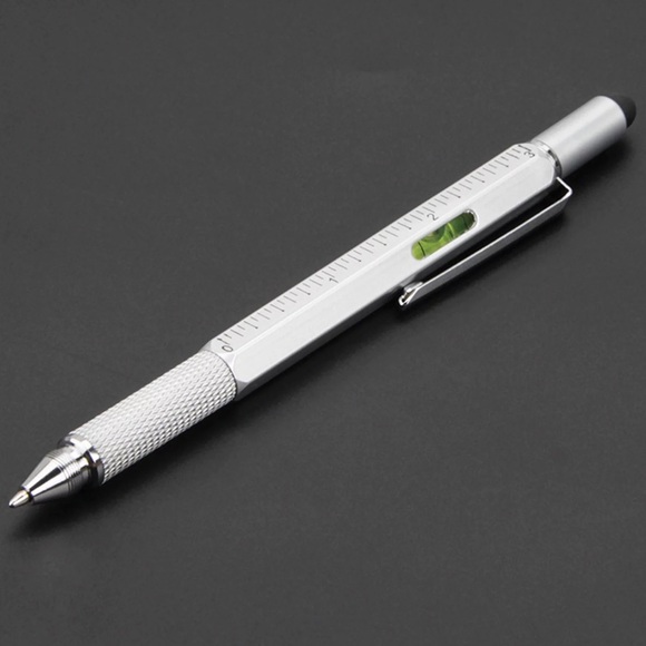 Multi-function Tool Pen Screwdriver Level Meter Scale Pen 6-in-1 Metal Ballpoint - Picture 6 of 6